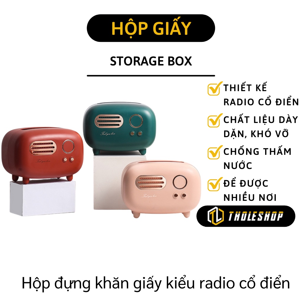 Hộp Đựng Khăn Giấy - Hộp Giấy Để Bàn Retro, Kiểu Radio Cổ Điển Trang Trí 1040