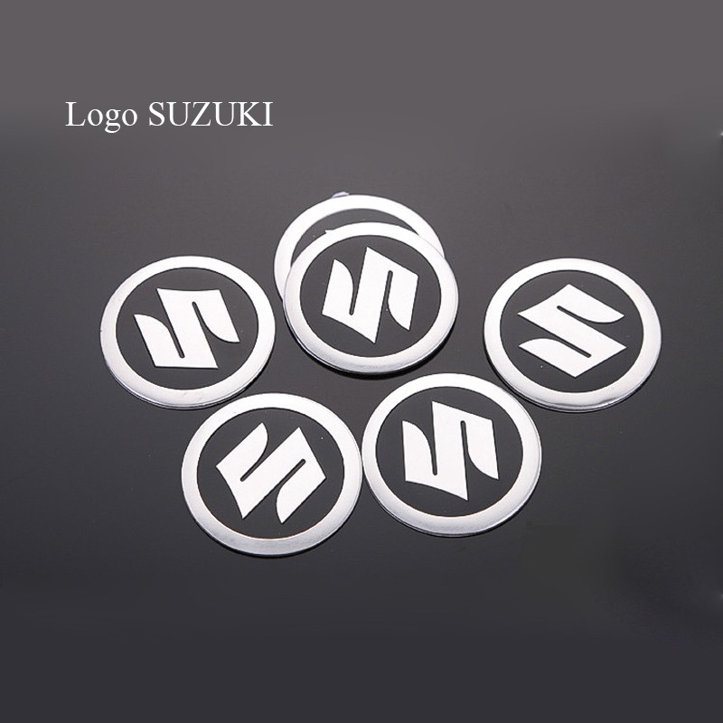 Bộ 2 Logo Tròn SUZUKI nhôm kim loại Dán keo 3M