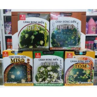 Combo 6 hộp canh rong biển đủ loại ( Tôm, Hến, Đậu hũ, Miso) Nhật bản ASUZAC