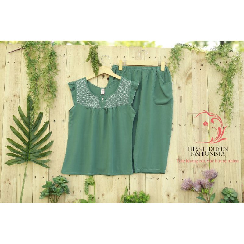 Bộ Tole màu thun thêu 2 con đỉa, tay cánh tiên dịu dàng - 2410CTL | BigBuy360 - bigbuy360.vn