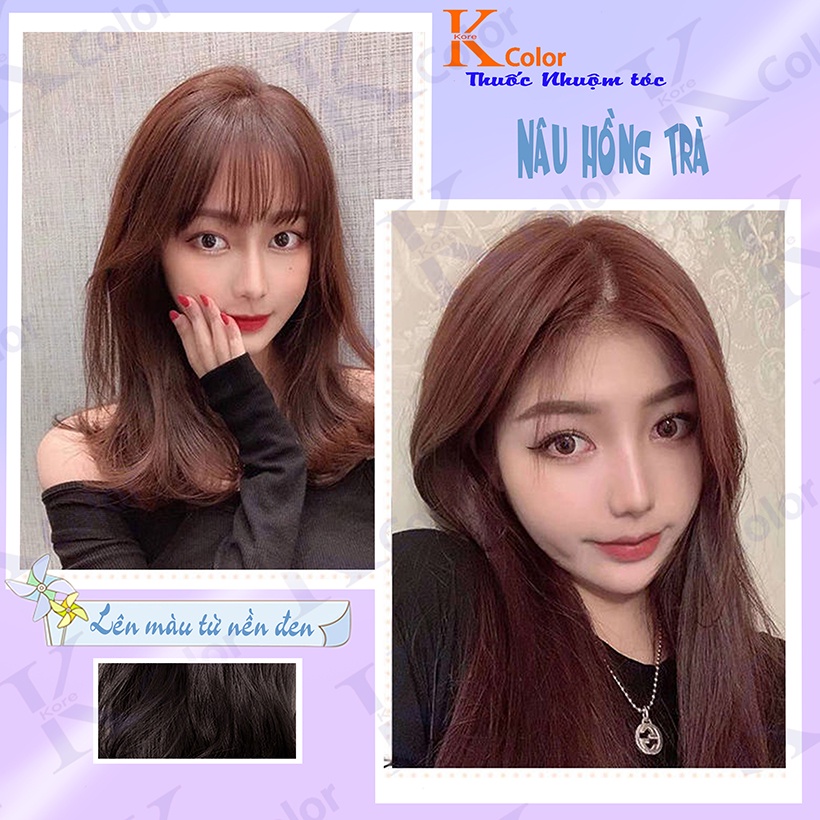 Thuốc Nhuộm Tóc Màu NÂU HỒNG TRÀ Không Tẩy