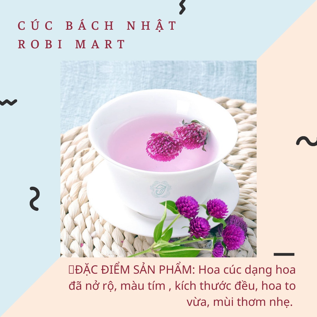 Hoa cúc bách nhật tím Robimart sấy lạnh 50 gram