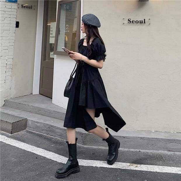 Váy đan dây lệch tầng - Váy đầm nữ cộc tay thiết kế hàn quốc freesize dáng lệch tầng lạ mắt cực xinh C332 | BigBuy360 - bigbuy360.vn