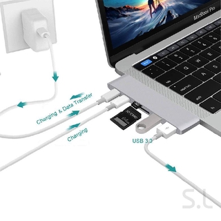 Hub Hub Type-C + Đầu Đọc Thẻ Cho Macbook 637