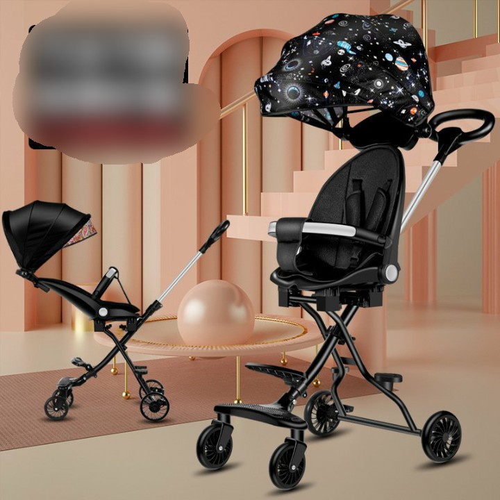 Xe đẩy đi dạo 2 chiều ghế ngả có đệm + mái M8