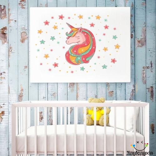 VAI-Rainbow Unicorn Wall Sticker Girls Bedroom Wall Decal Art Nursery Home