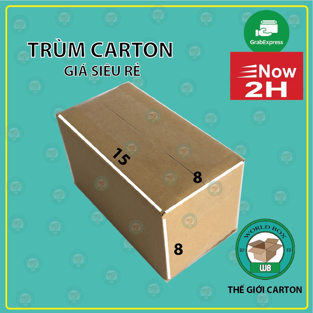 Hộp carton 15x8x8 bộ 100 trơn không in