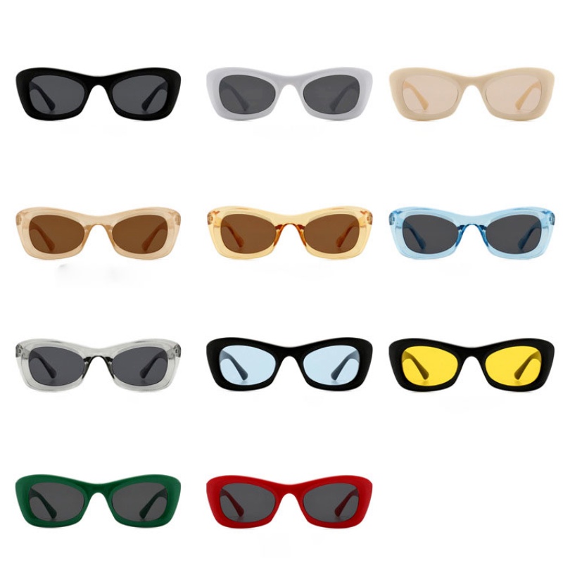 Kính mát gọng mắt mèo hình bầu dục cỡ lớn phong cách hip hop Âu Mỹ thời trang