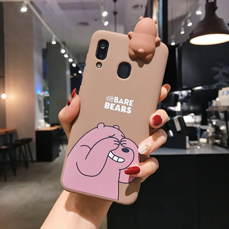 Ốp lưng Huawei Y9 Y7 Y6 P30 Nova 2i 3i 3e 5T Pro Prime Lite 2018 2019 3D Cartoon Cute Bear Soft Case Cover+Bear Doll