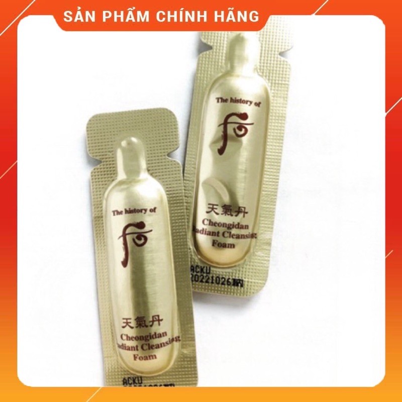 10 Gói 1ml sữa rửa mặt Whoo tái sinh, sữa rửa mặt whoo hoa hiên chống lão hóa cao cấp Whoo Radiant Cleansing Foam