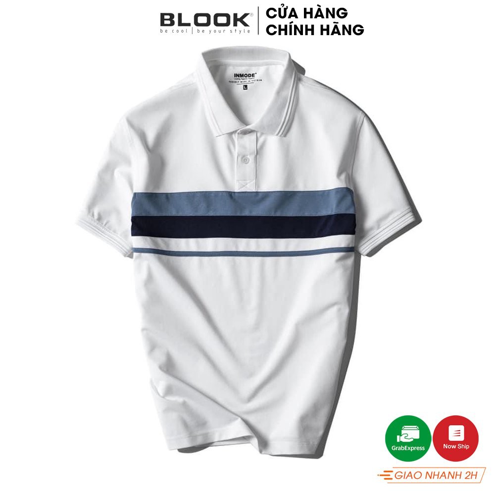 Áo polo nam slimfit BLOOK chất vải thun cá sấu cotton co giãn phối sọc xanh ngang ngực mã 35527  (HÌNH THẬT) | BigBuy360 - bigbuy360.vn