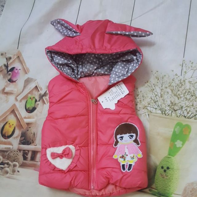 Áo khoác phao bé gái hồng 10kg-15kg akp03
