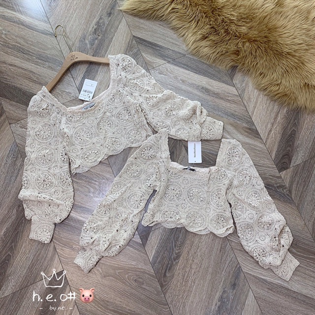 Áo ren tay bồng crtop