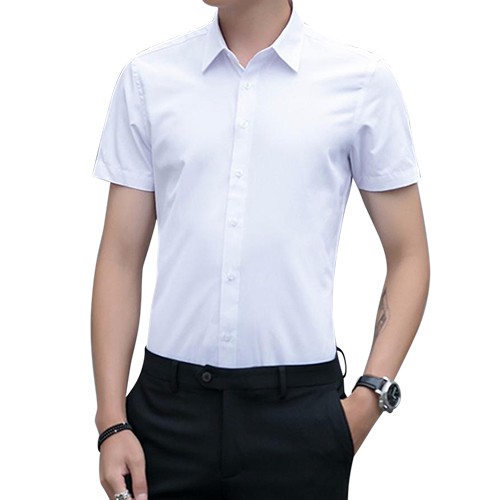 Áo sơ mi nam ngắn tay xanh đen vải chống nhăn | BigBuy360 - bigbuy360.vn