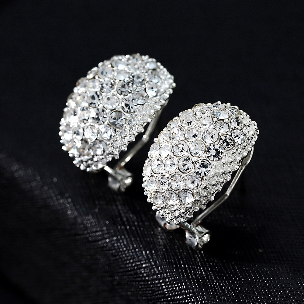 Bông tai đính đá sapphire trắng thời trang cho nữ
