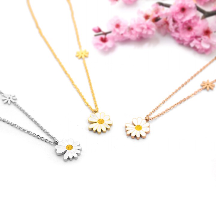 DÂY CHUYỀN TITAN HOA CÚC CÁCH ĐIỆU HÀN QUỐC TN140 siêu đẹp, bền màu, chuẩn thời trang