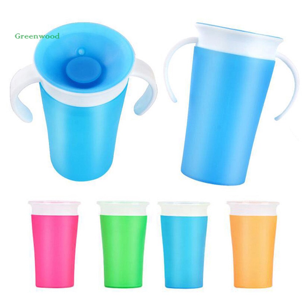 GNWD  260ml 360 Rotary Baby Learning Drinking Cup Leakproof Feeding Bottle with Handle