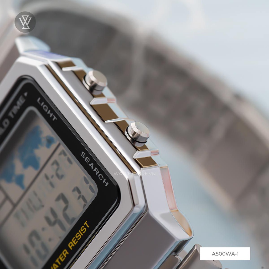 Đồng Hồ Điện Tử Nam Casio WATCHSTORE A500WA-1DF Thiết Kế Mặt Kính 40mmVà Vỏ Nhựa Kèm Dây Kim Loại Chắc Chắn