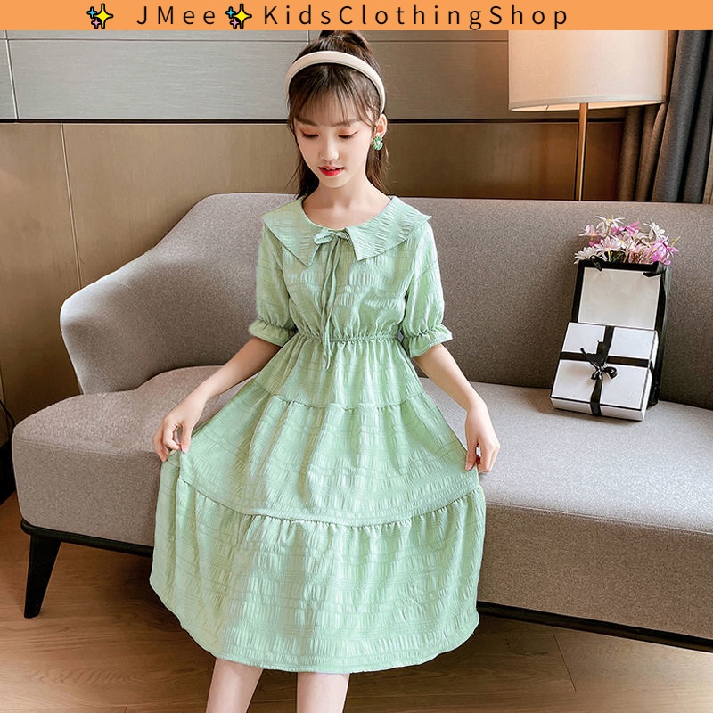 Cô gái Mùa hè Búp bê Mới Cổ áo Váy Công chúa Fairy Váy Trẻ em Váy dài trung bình cho Trẻ lớn