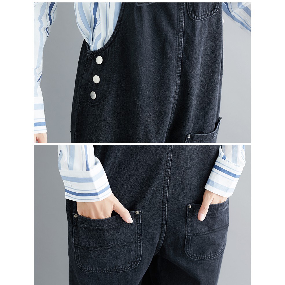 (Q005) Yếm quần jeans đen cá tính | BigBuy360 - bigbuy360.vn