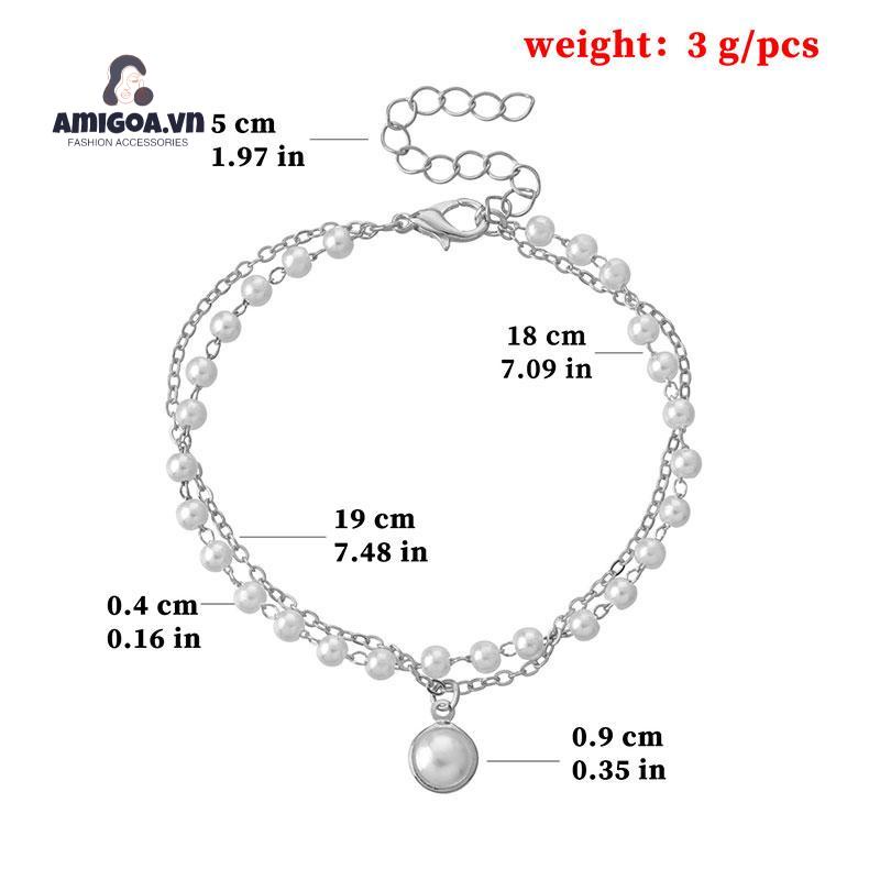 Vòng Tay Hai Lớp Đính Hạt Ngọc Trai Phong Cách Retro