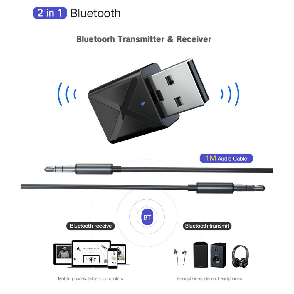 Thiết bị truyền nhận tín hiệu Bluetooth 5.0 2 trong 1 cho xe hơi