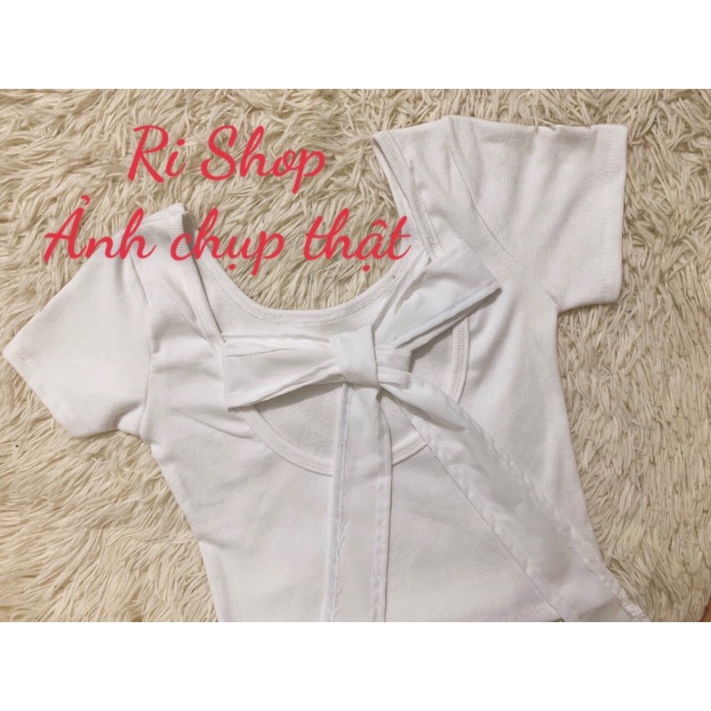 ÁO CROPTOP KIỂU THUN GÂN PHỐI KIỂU CỘT NƠ SAU LƯNG SIÊU HOT [CLIP THẬT][FREESHIP] hàng loại 1, form ôm body chuẩn