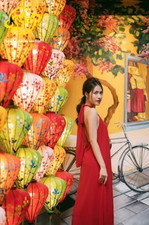 HOT!!! 💕[Ong-Ong store]💕 Váy maxi cổ yếm hở lưng hai lớp chất lụa Hàn