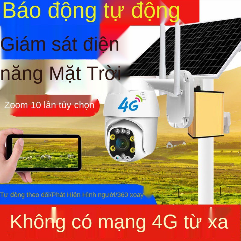 ▼₪✠4g năng lượng mặt trời không có điện mạng giám sát camera ngoài độ nét cao thoại di động từ xa xoay 360