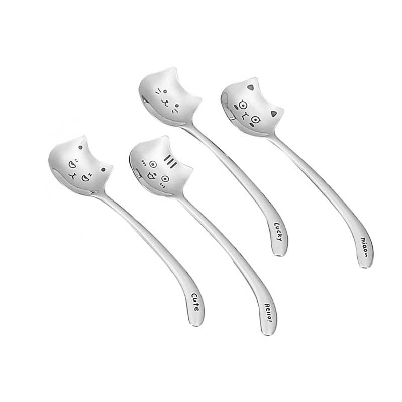 Muỗng ăn món tráng miệng hình mèo bằng thép không gỉ 304 dễ thương