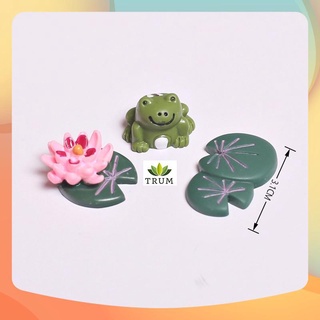 Bộ 3 Món Hoa Sen Và Ếch- Phụ kiện trang trí tiểu cảnh sen đá
