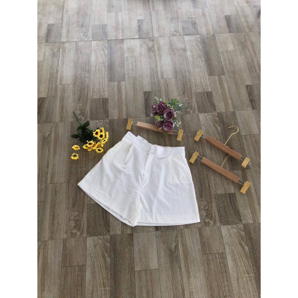 Set áo Sơ Mi Đũi dài Tay Mix Quần Short Trắng M037 Siêu Xinh