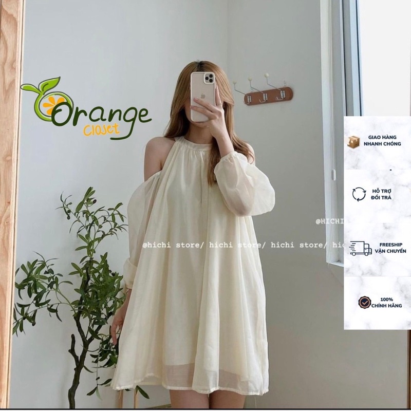 Váy yếm babydoll tay dài chất tơ lụa óng 2 lớp /Shyncloset