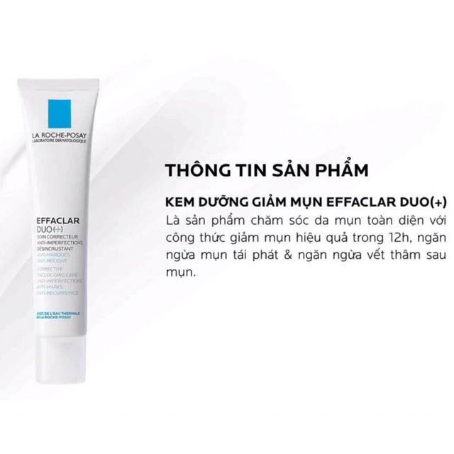 Kem Dưỡng Da La Roche-Posay Effaclar Duo+ Giúp Giảm Mụn, Ngăn Ngừa Vết Thâm 40ml