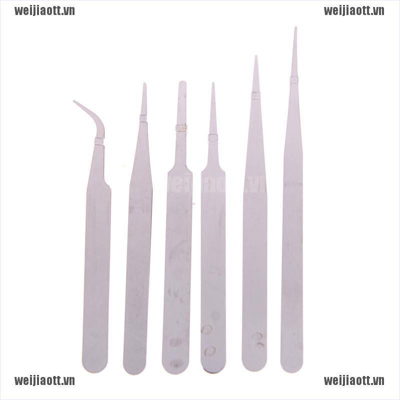 Set 6 nhíp bằng thép không gỉ chống tĩnh điện chuyên dụng