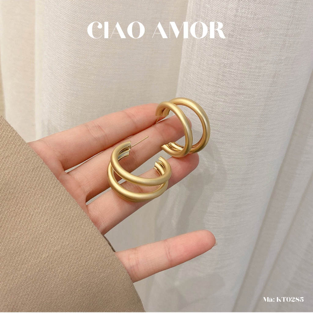 Khuyên tai nữ, bông tai vòng tròn 3 lớp hot trend Trang sức Ciao Amor - KT0285