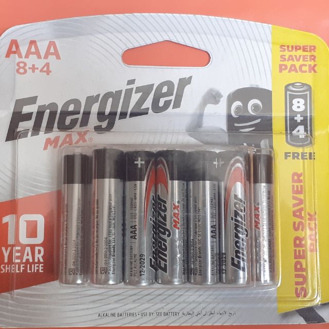 Pin AAA Energizer Max E92 BP8+4 Alkaline 1.5V