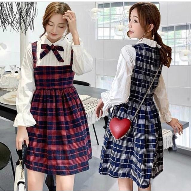Váy kẻ cổ sơmi bigsize