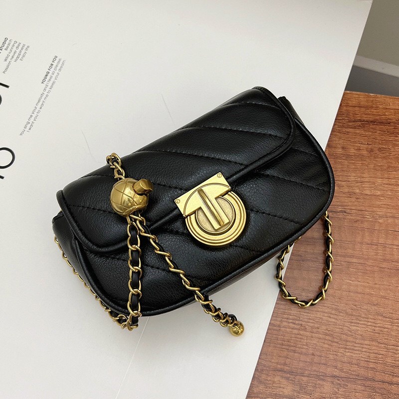 Túi đeo chéo da PU dây xích quả chuông Quảng Châu size 19