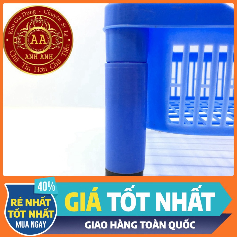 Giá để bát⚡️FREESHIP⚡️ Kệ bát nhựa 2 3 tầng Việt Nhật màu xanh có ống đũa.Kệ để đồ đa năng.