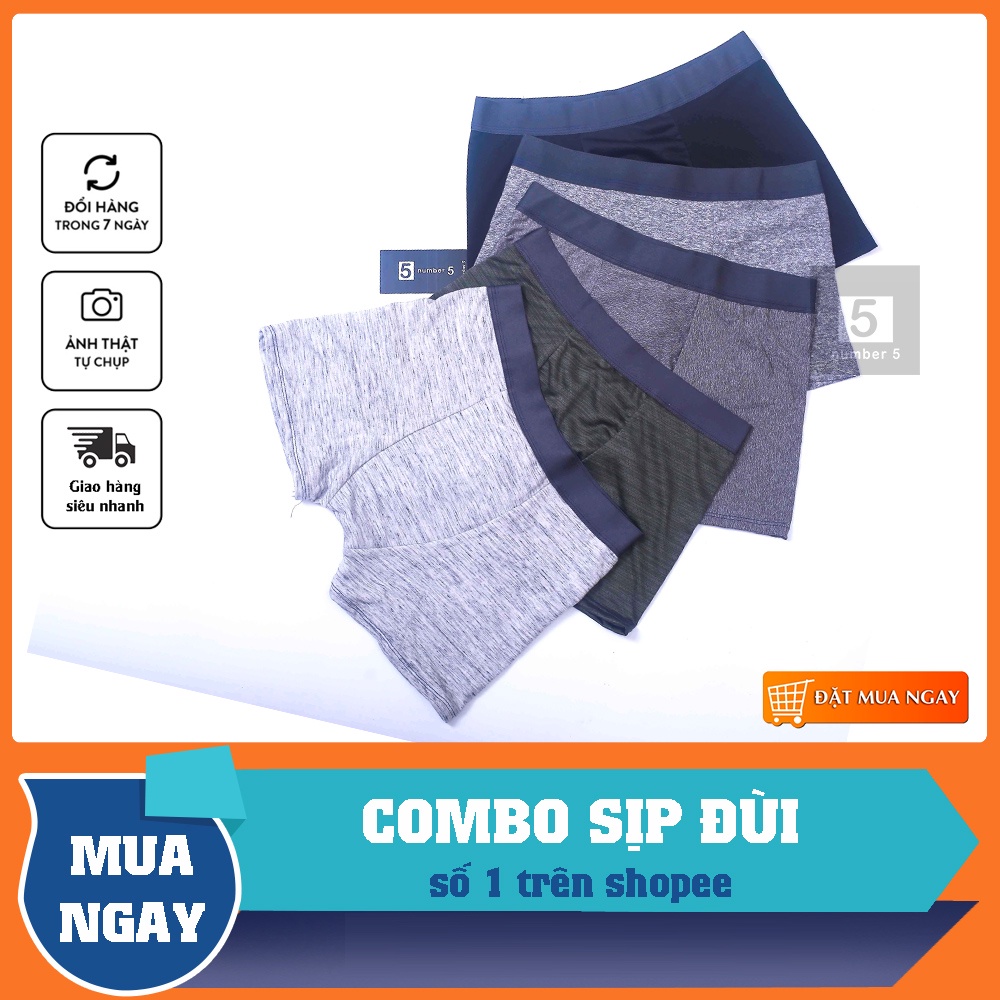 Combo 5 Quần Sịp Đùi Nam Cotton Co Dãn 4 Chiều Thấm Hút Mồ Hôi [5SR]