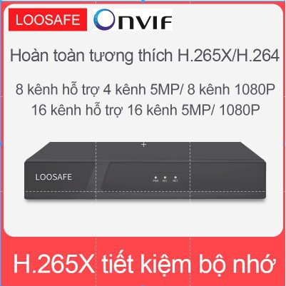 Đầu ghi NVR 16 kênh Full HD ĐẦU GHI CAMERA CCTV Ghi hình thời gian thực Hỗ trợ ONVIF NVR trong H.265X，LOOSAFE