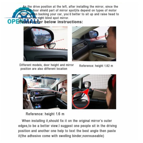 Gương cầu lồi 2 mặt xóa điểm mù quan sát 2 bánh trước sau xoay 360 độ dán treo bên dưới kính chiếu hậu xe hơi ô tô