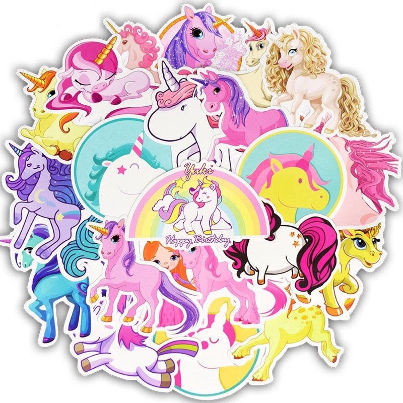 Sticker Unicorn 30-60 cái ép lụa / Hình dán cute Unicorn