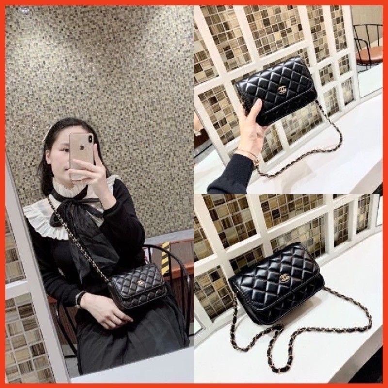 Túi xách nữ, túi đeo chéo nữ chất da mềm trần chỉ 18cm katun