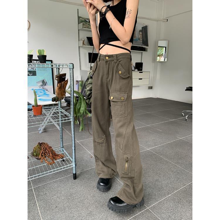 Quần Yếm Jean Ống Rộng Lưng Cao Thời Trang Mùa Hè Phong Cách Mỹ Cổ Điển Kiểu Mới Cho Nữ