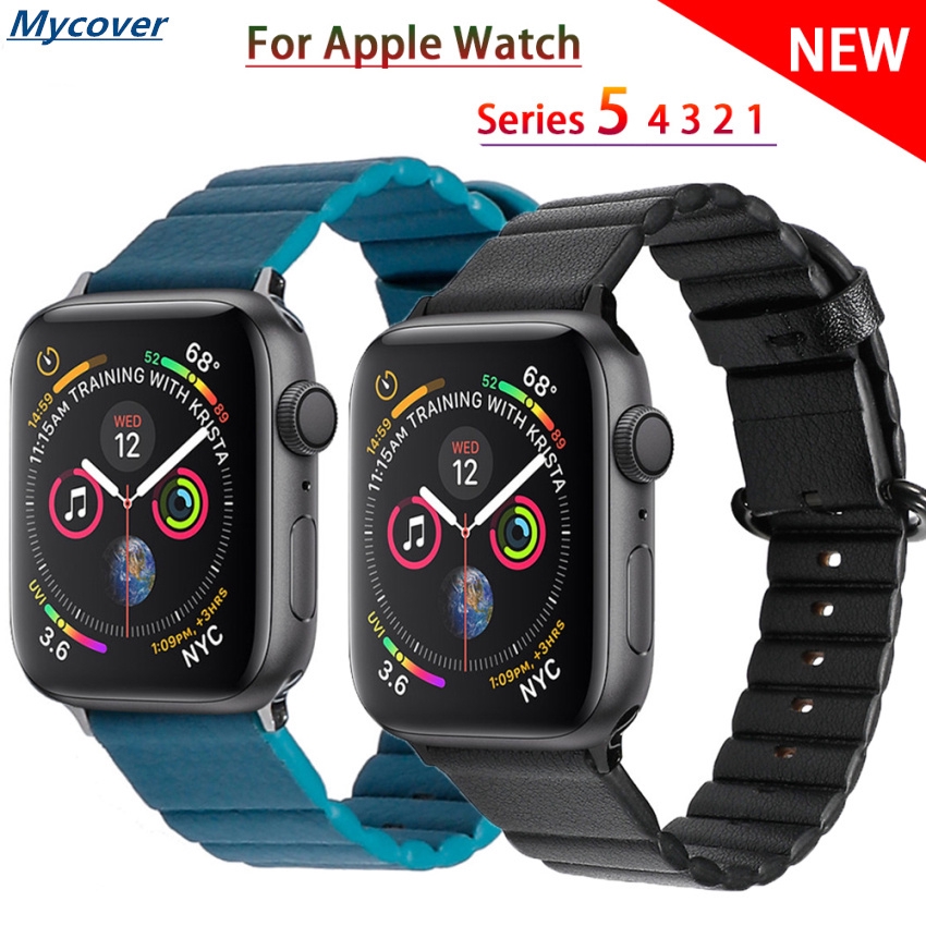 Dây Đeo Bằng Da Thật Kích Thước 44 mm 40mm 38mm 42mm Cho Đồng Hồ Thông Minh Apple Watch Series 6 Se 5 4 3 2 1