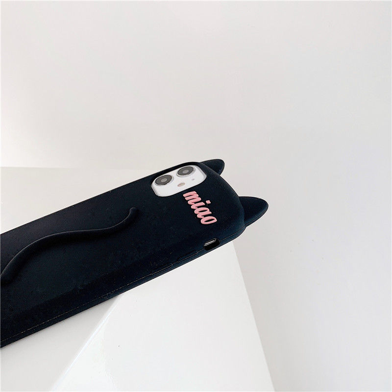 Ốp Lưng Silicone Hình Mèo Dễ Thương Cho Iphone 6 / 6s / 6p / 6sp / Se / 7 / 7p / 8 / 8p / X / Xs / Xsmax / Xr / 11 / 12 / Mini / Pro / Promax