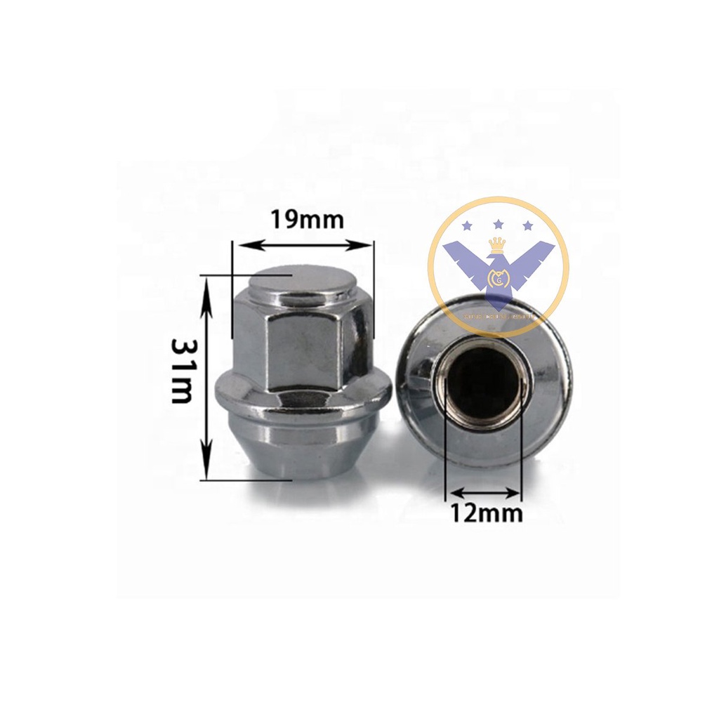 20 ốc đúc nguyên khối, ốc lazang bánh xe size 19mm, bước ren 1.5
