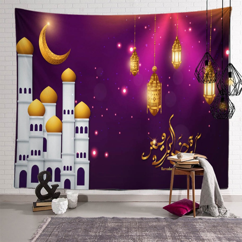 Thảm Treo Tường 100x75cm In Họa Tiết Eid Mubarak Ramadan Kareem Lâu Đài Đạo Hồi
